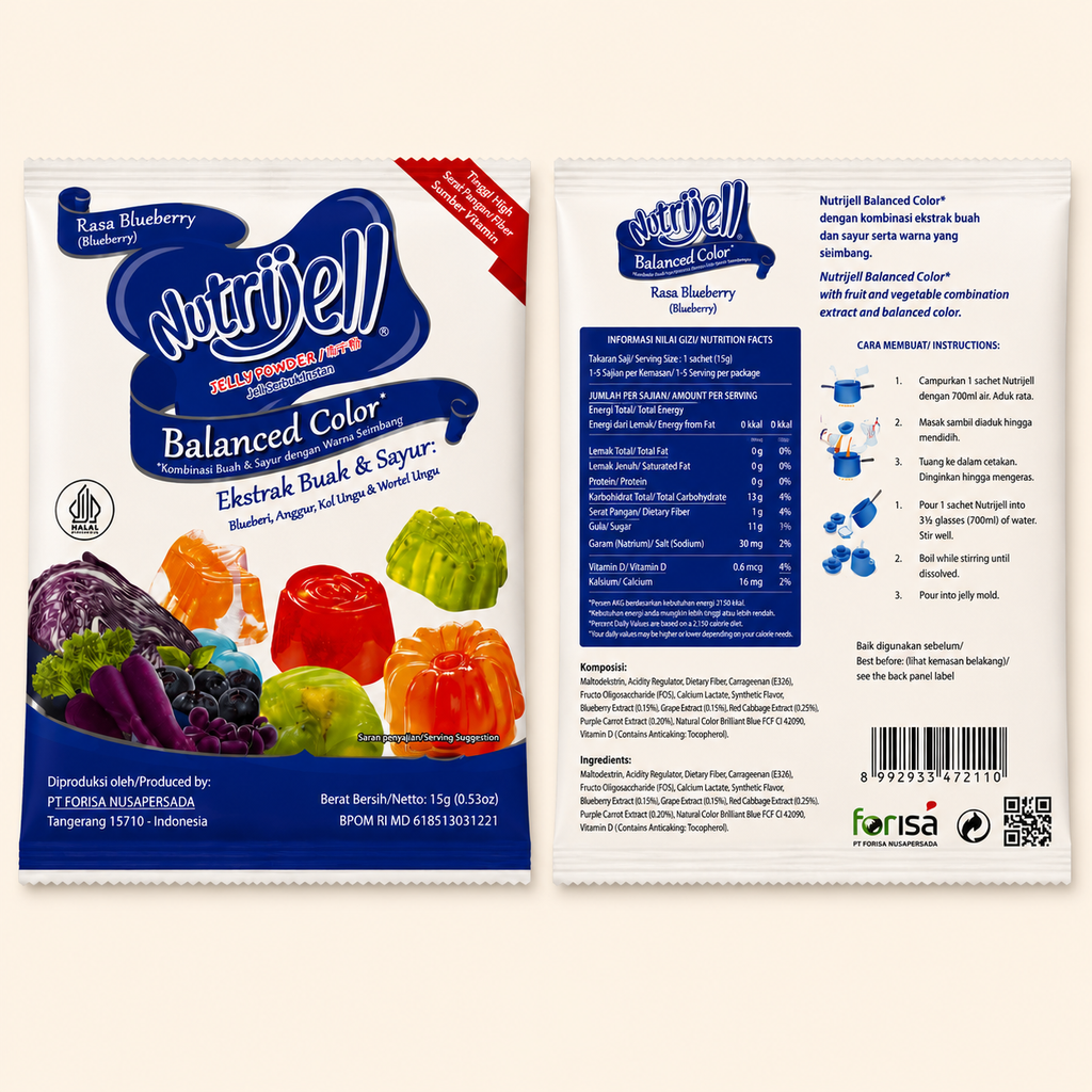 Nutrijell Balanced Color® Jelly Powder – Blueberry (15g)
