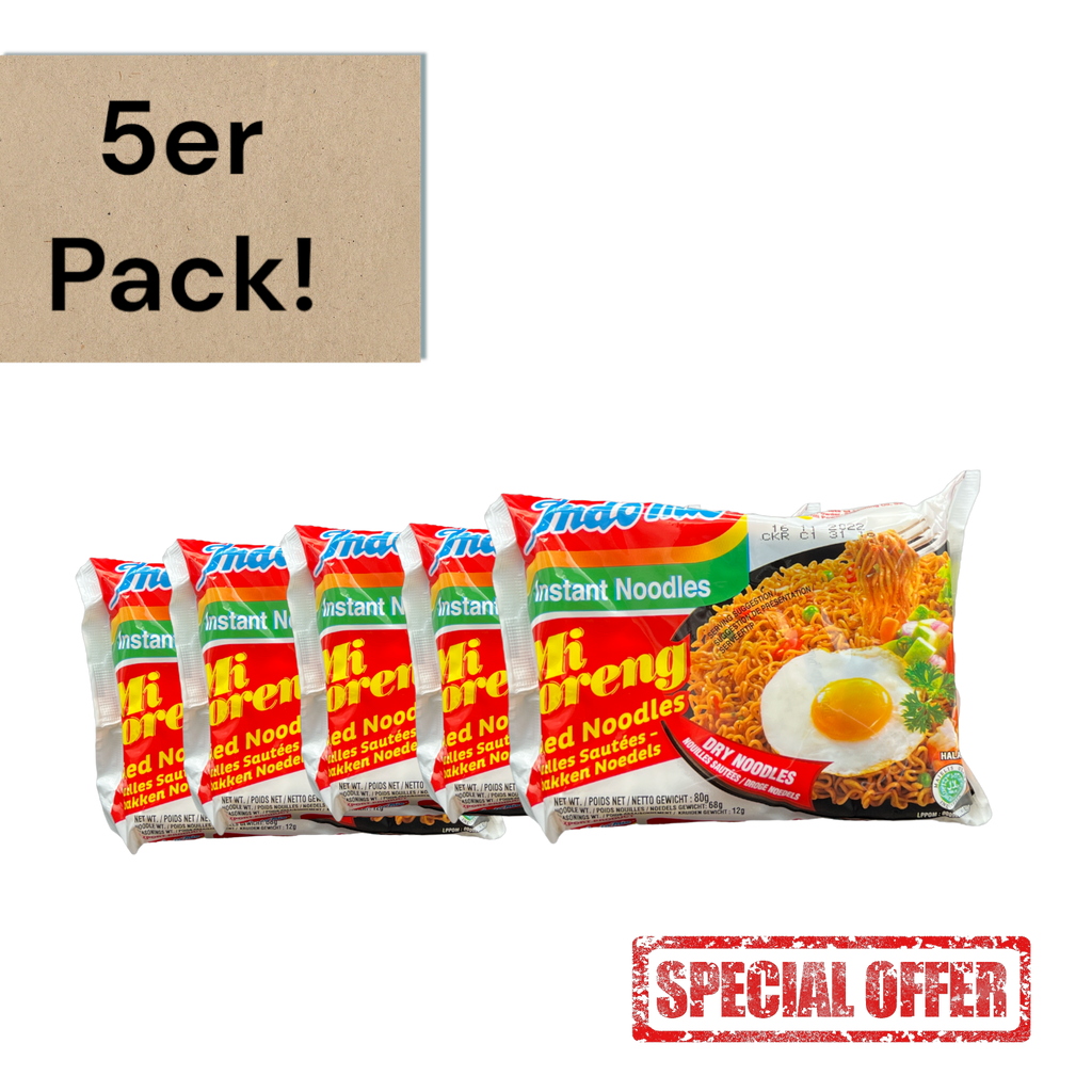 Vanka Kawat Indomie Goreng 5er Pack, fertige Instant-Nudeln in Verpackung, beliebtes indonesisches Gericht