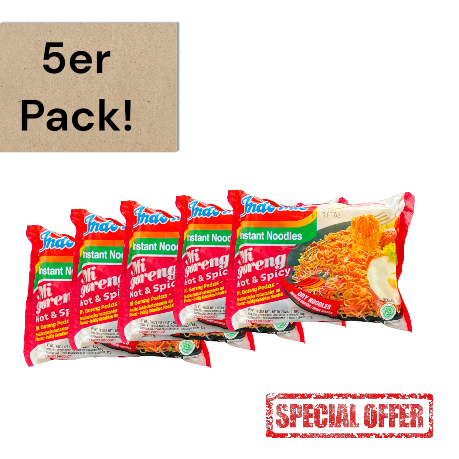 Indomie Mie Goreng Pedas - 5er Pack - Java Markt