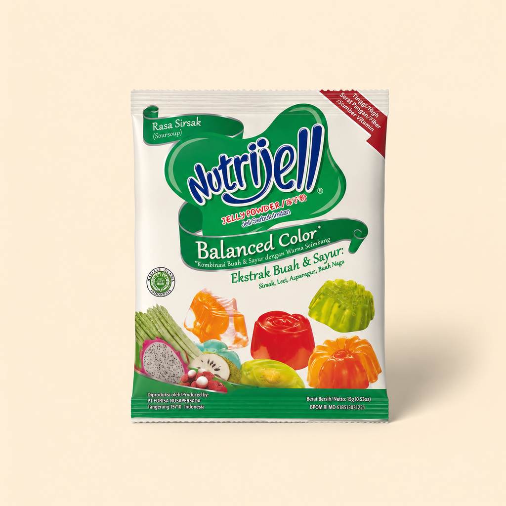 Nutrijell Balanced Color Soursop – Indonesian Gelling Powder with Soursop Extract | 15 g