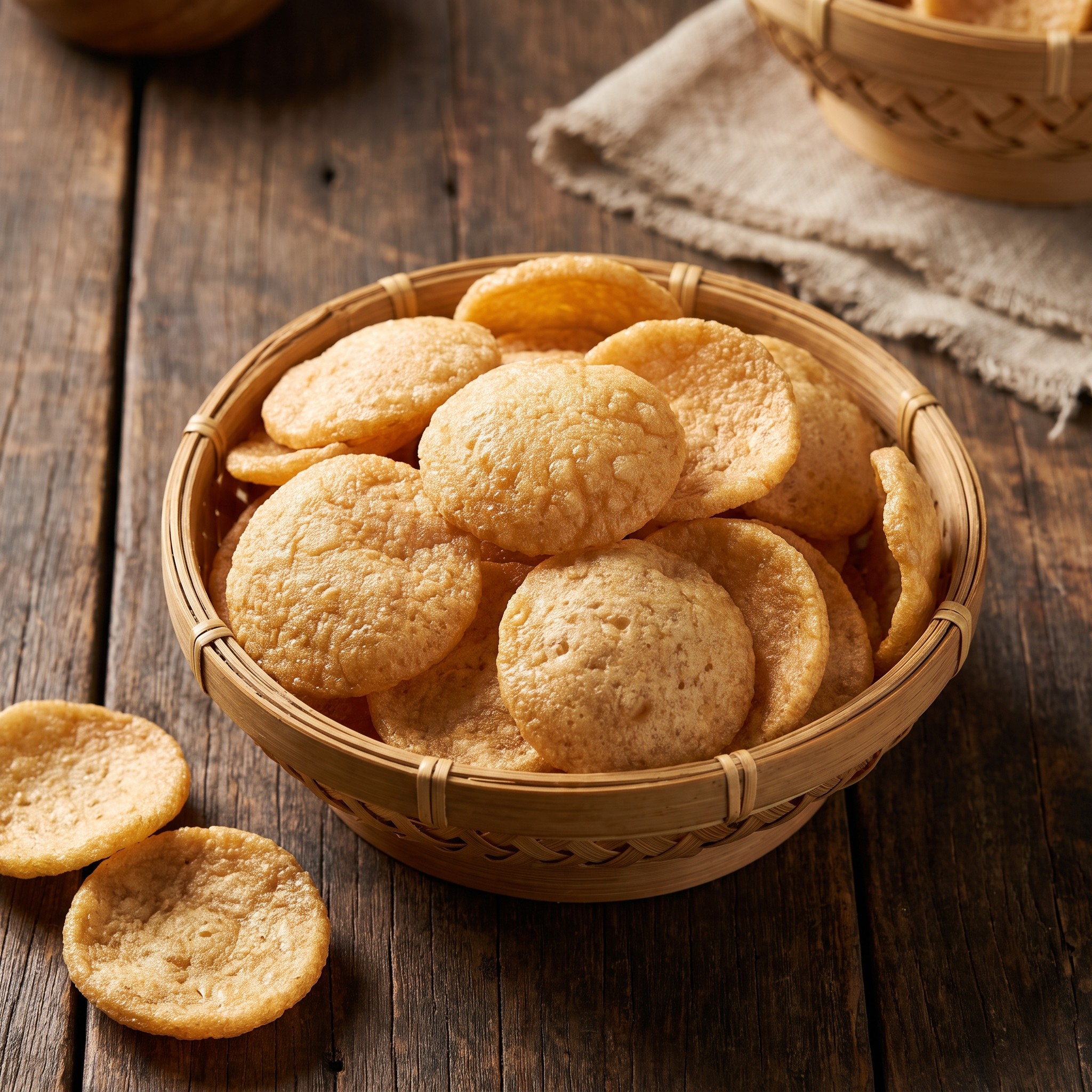 Serviervorschlag: Krupuk in der Bambusschale