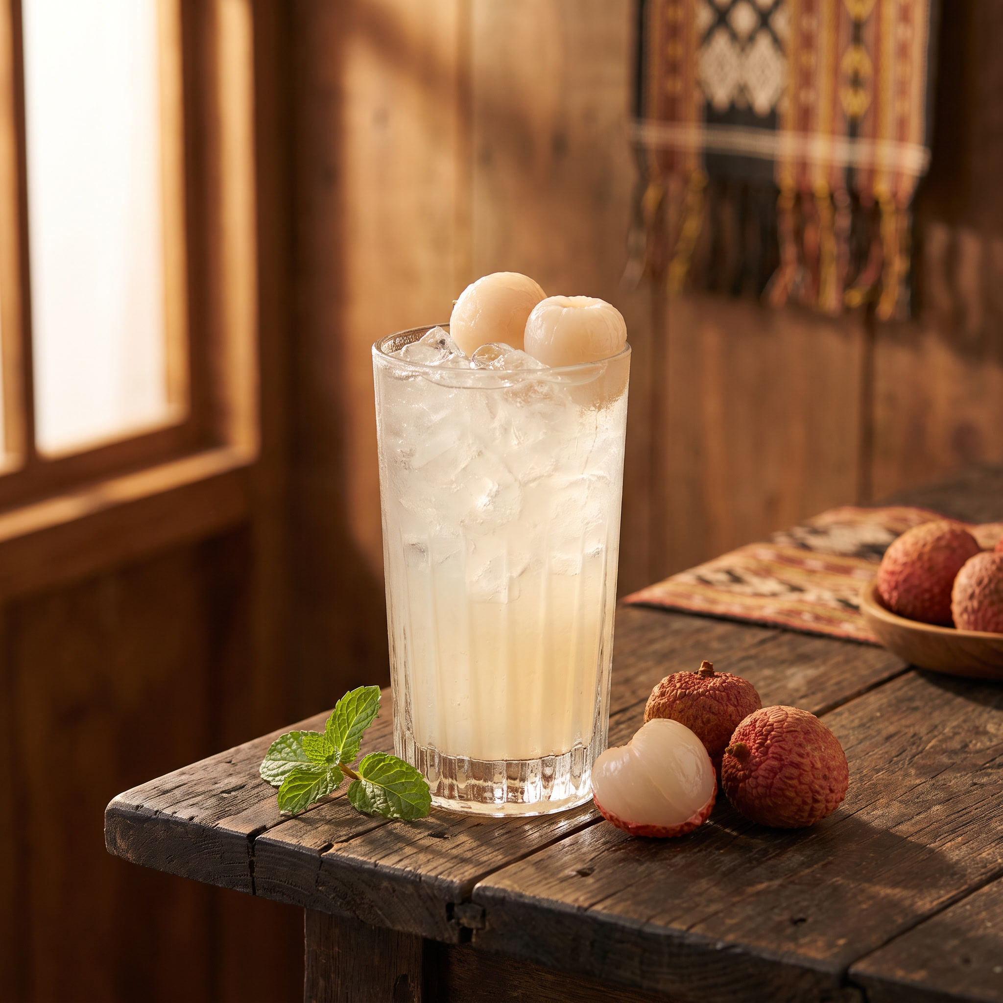 Serviervorschlag: Lychee-Sirupgetränk