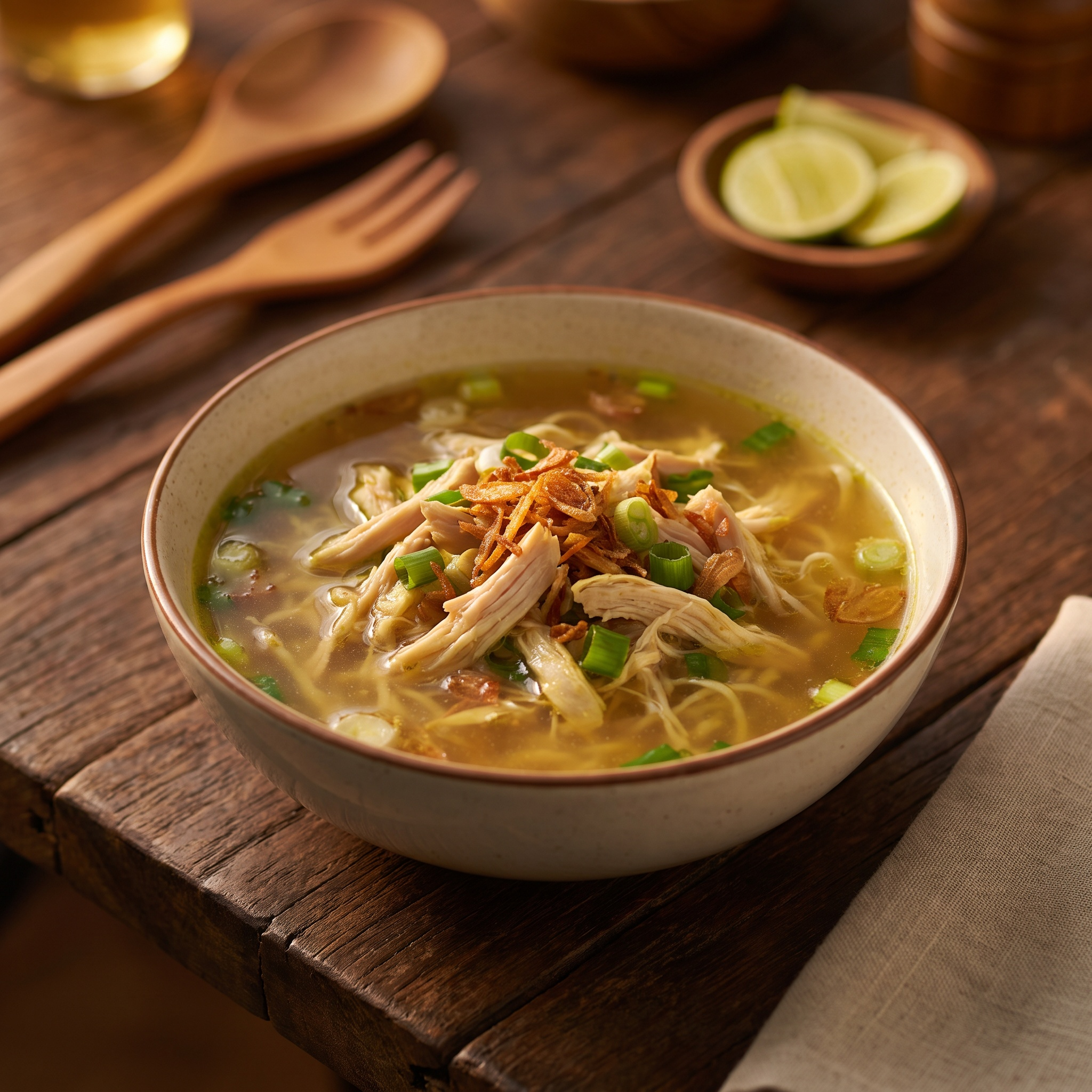 Serviervorschlag: Hühner-Nudelsuppe