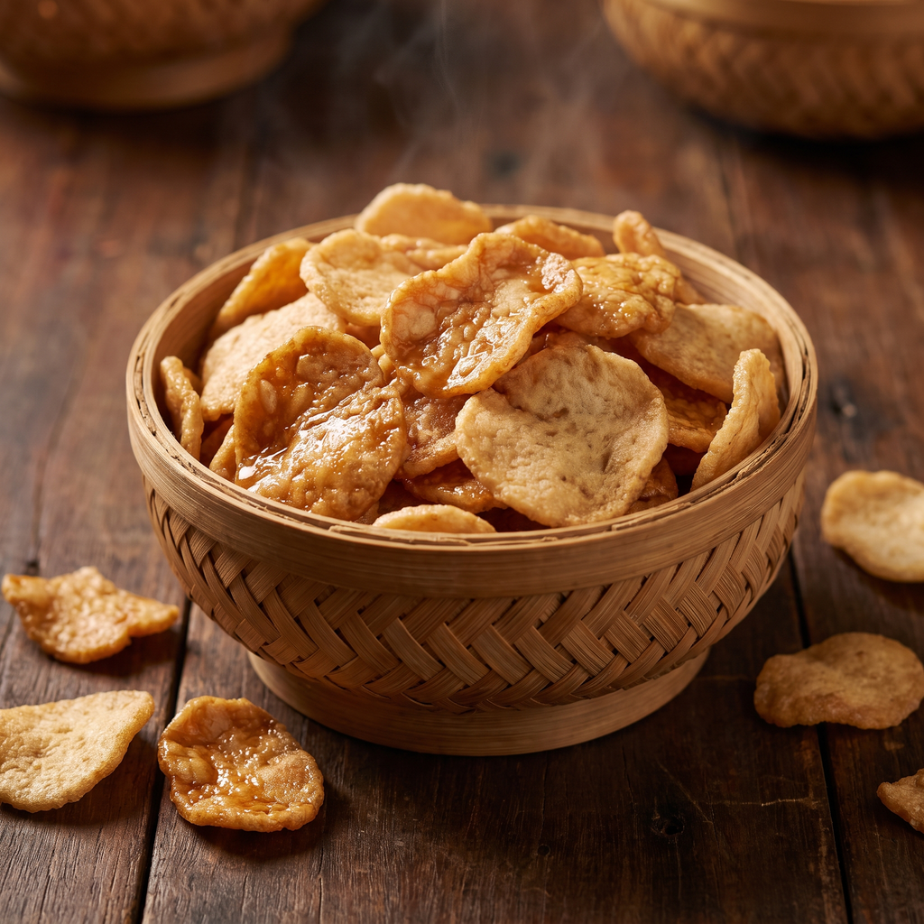 Serviervorschlag: Krupuk in der Bambusschale