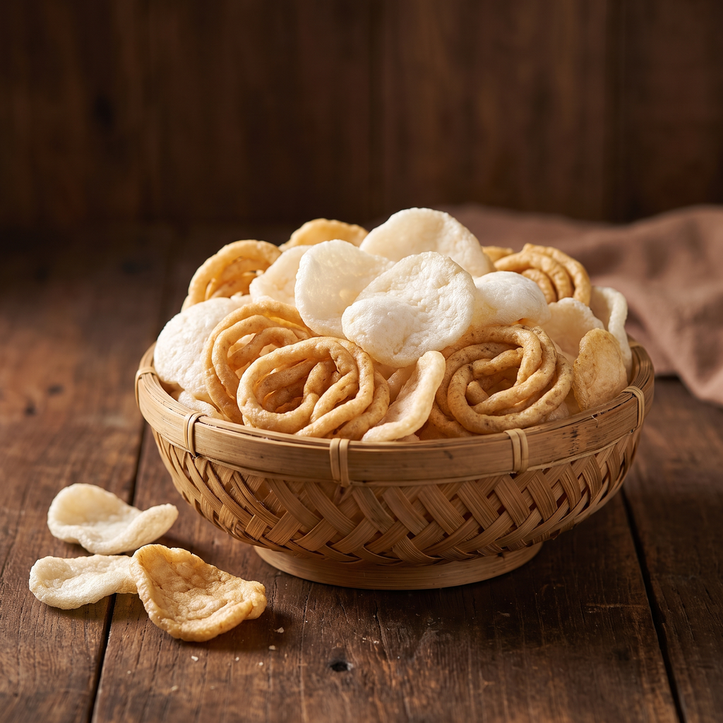 Serviervorschlag: Krupuk in der Bambusschale