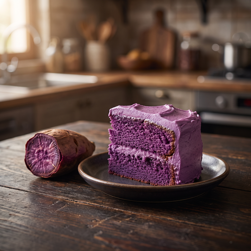 Serviervorschlag: Ube-Kuchen