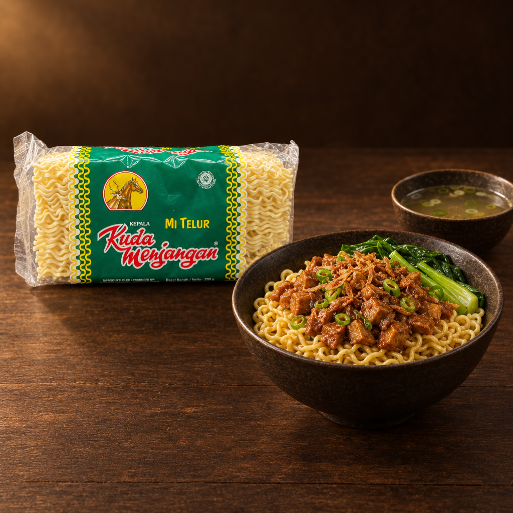 Kuda Menjangan Mie Keriting 200g – Packung mit fertigem Mie Ayam