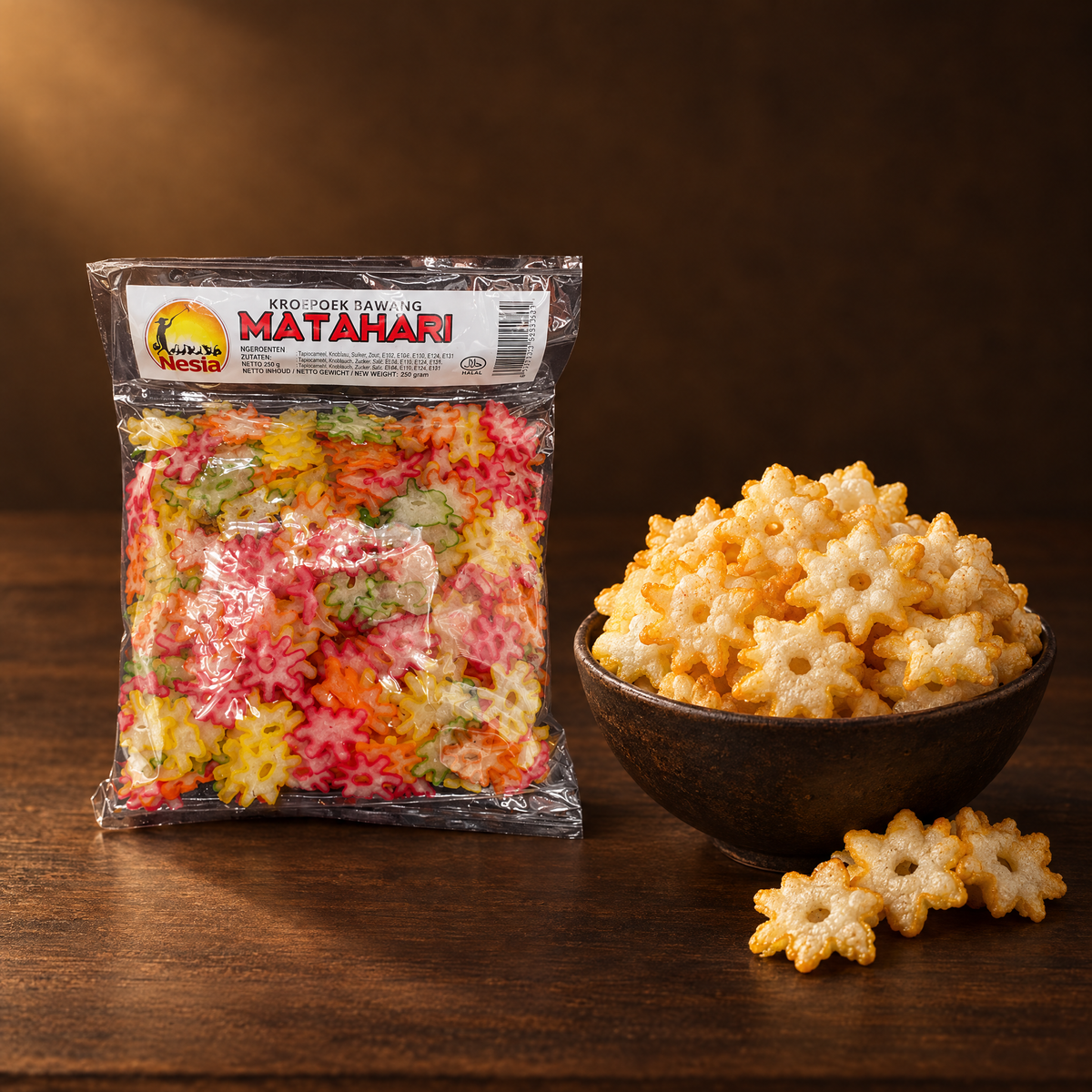 Kerupuk Matahari 250g – Packung mit frittierten Sonnen-Krupuk