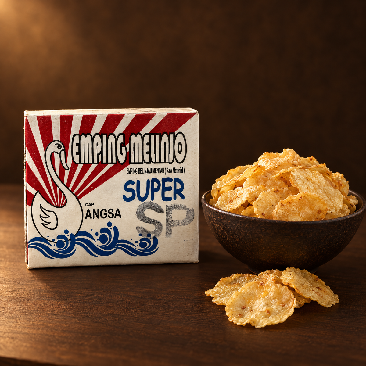 Emping Melinjo Mentah 1 kg – Packung mit frittierten Emping
