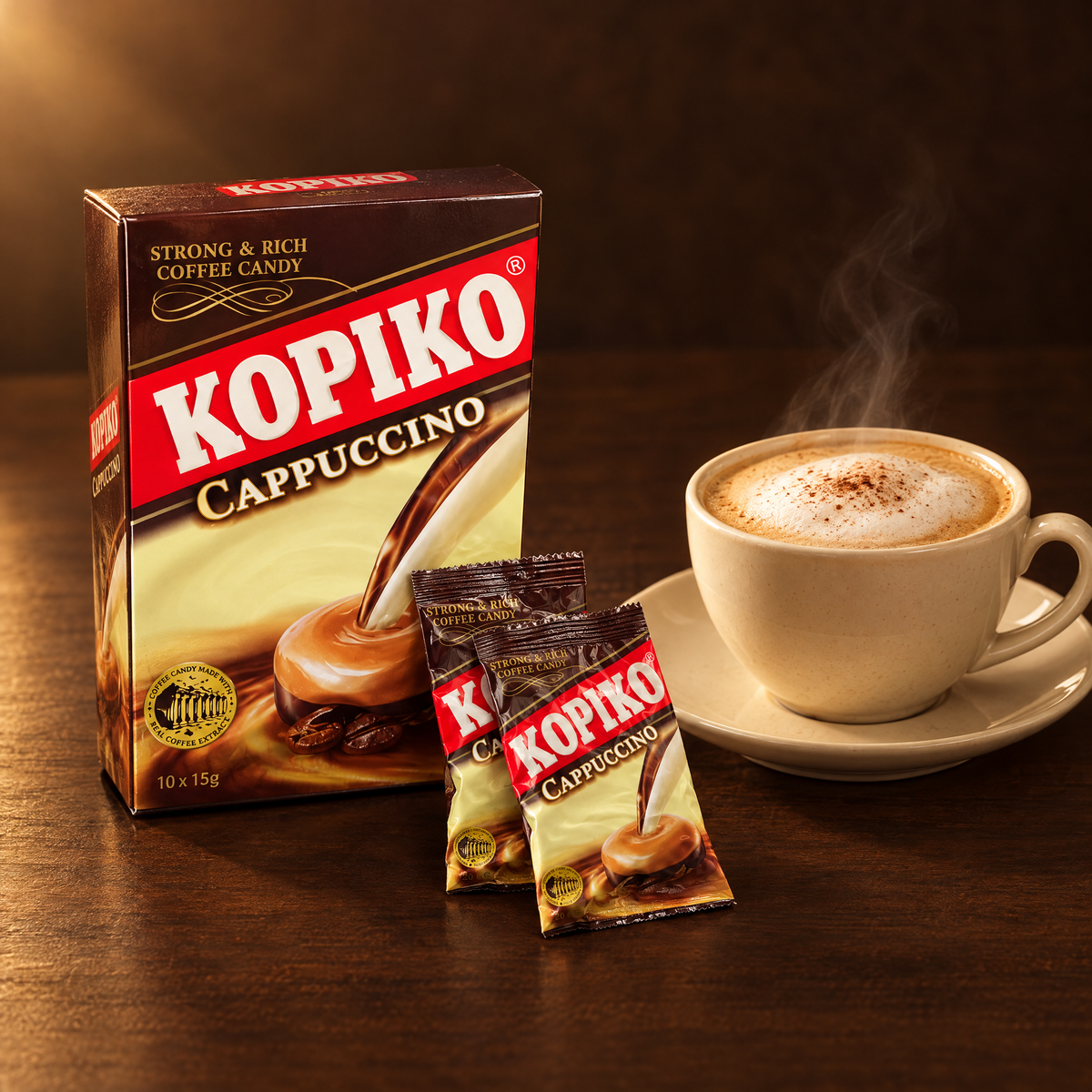 Kopiko Cappuccino 10x15g – Packung mit fertigem Cappuccino