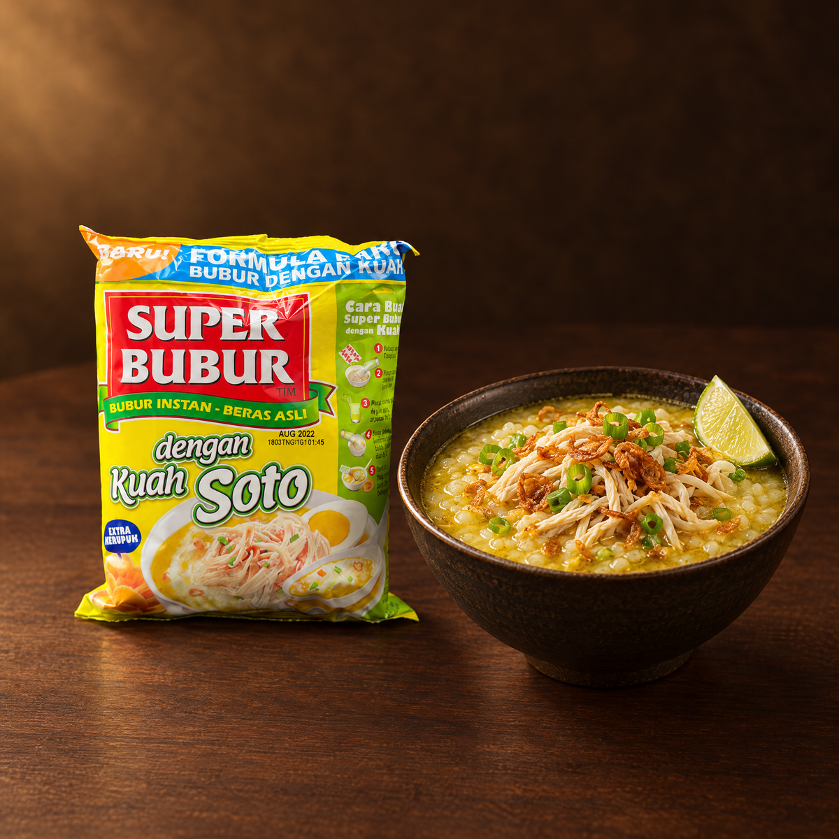 Super Bubur Instant Rasa Soto 46g – Packung mit fertigem Soto-Reisbrei