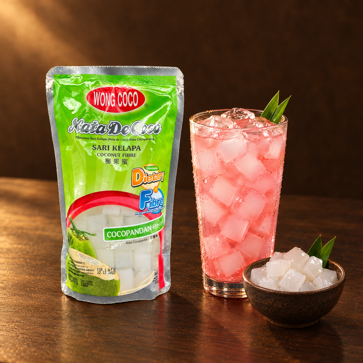 Nata De Coco Cubes Rasa Cocopandan 360g – Packung mit fertigem Dessert