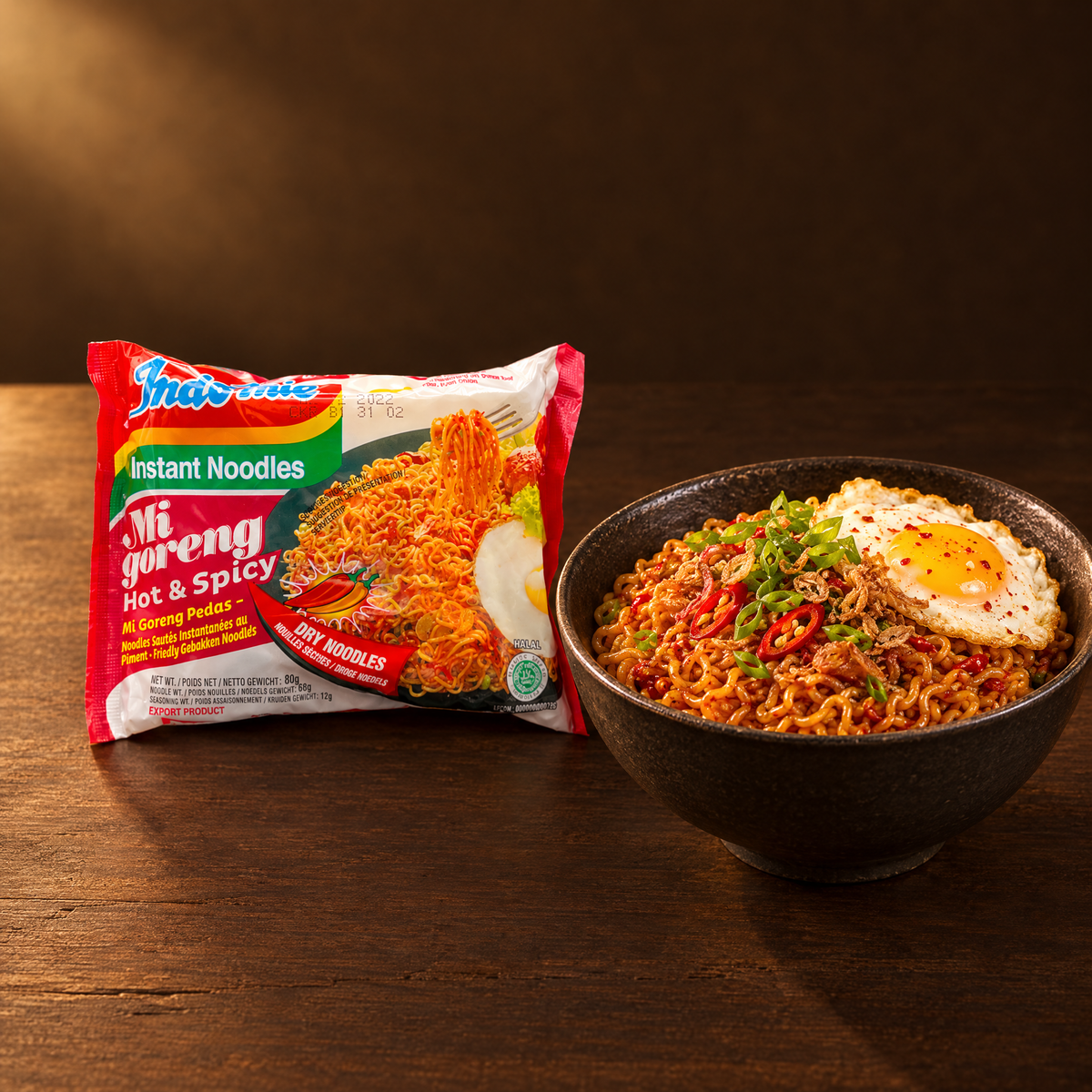 Indomie Mie Goreng Pedas 85 g – Packung mit fertigem scharfen Mie Goreng