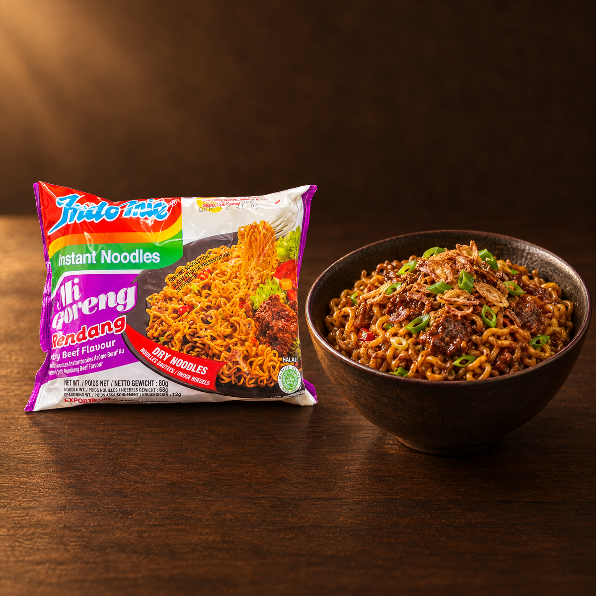 Indomie Mie Goreng Rasa Rendang 85 g – Packung mit fertigen Nudeln
