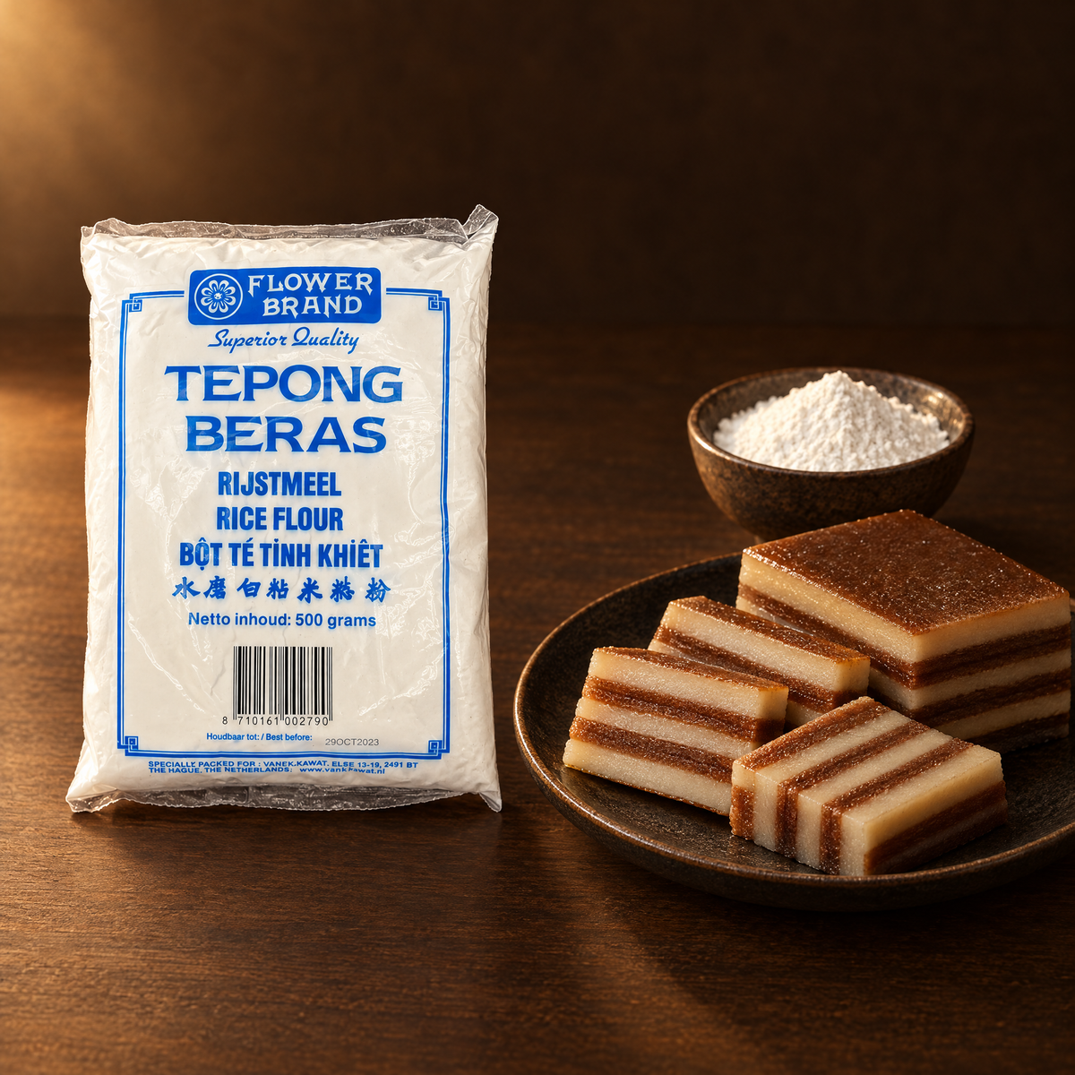 Tepung Beras Flowerbrand 500g – Packung mit Kue Lapis