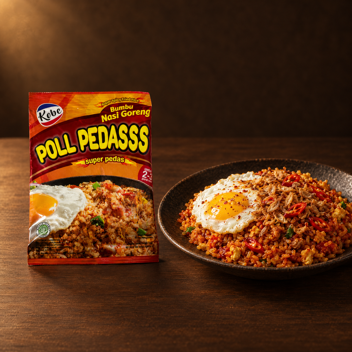 Kobe Bumbu Nasi Goreng Super Pedas 22g – Packung mit scharfem Nasi Goreng