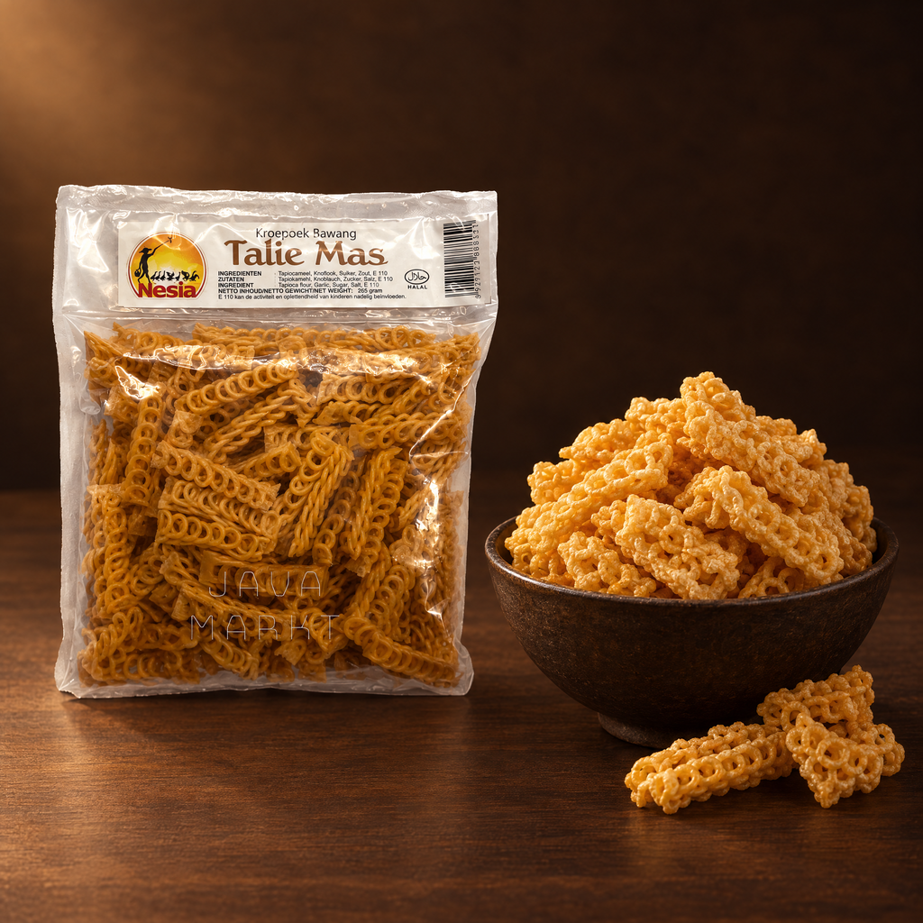 Kerupuk Talie Mas 265g – Packung mit frittierten Krupuk