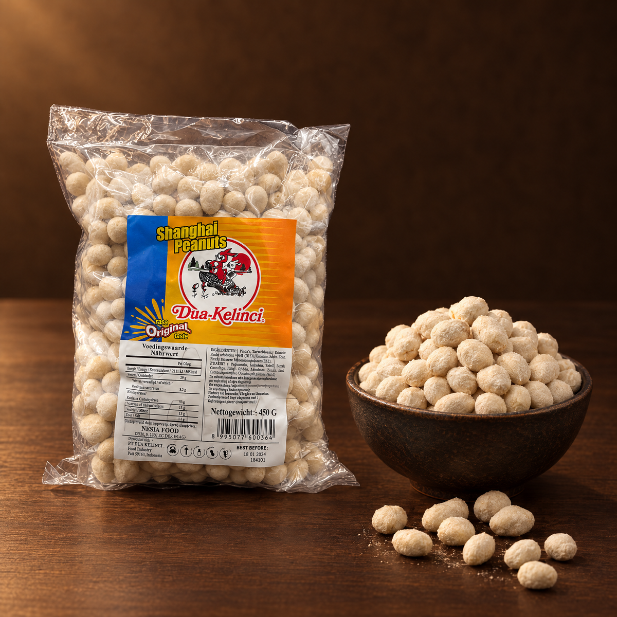 Dua Kelinci Kacang Shanghai Original 450 g – Packung mit Erdnüssen