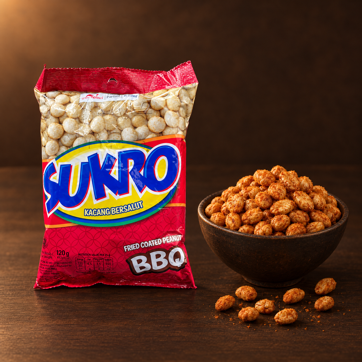 Dua Kelinci Sukro BBQ 120 g – Packung mit BBQ-Erdnüssen