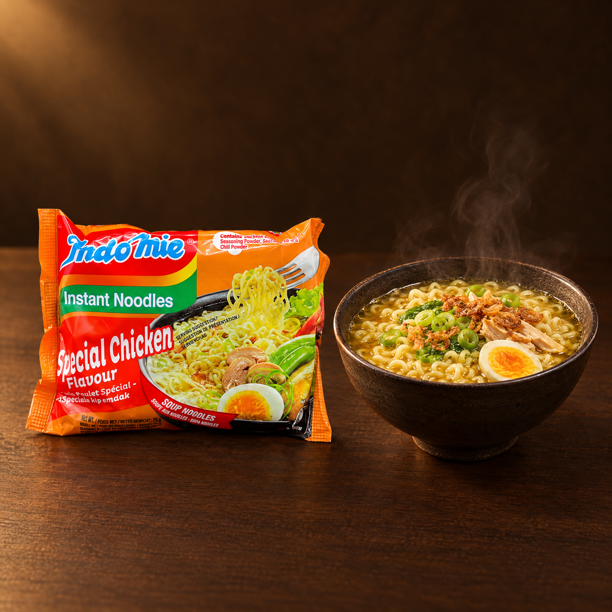 Indomie Ayam Special 85 g – Packung mit fertiger Nudelsuppe