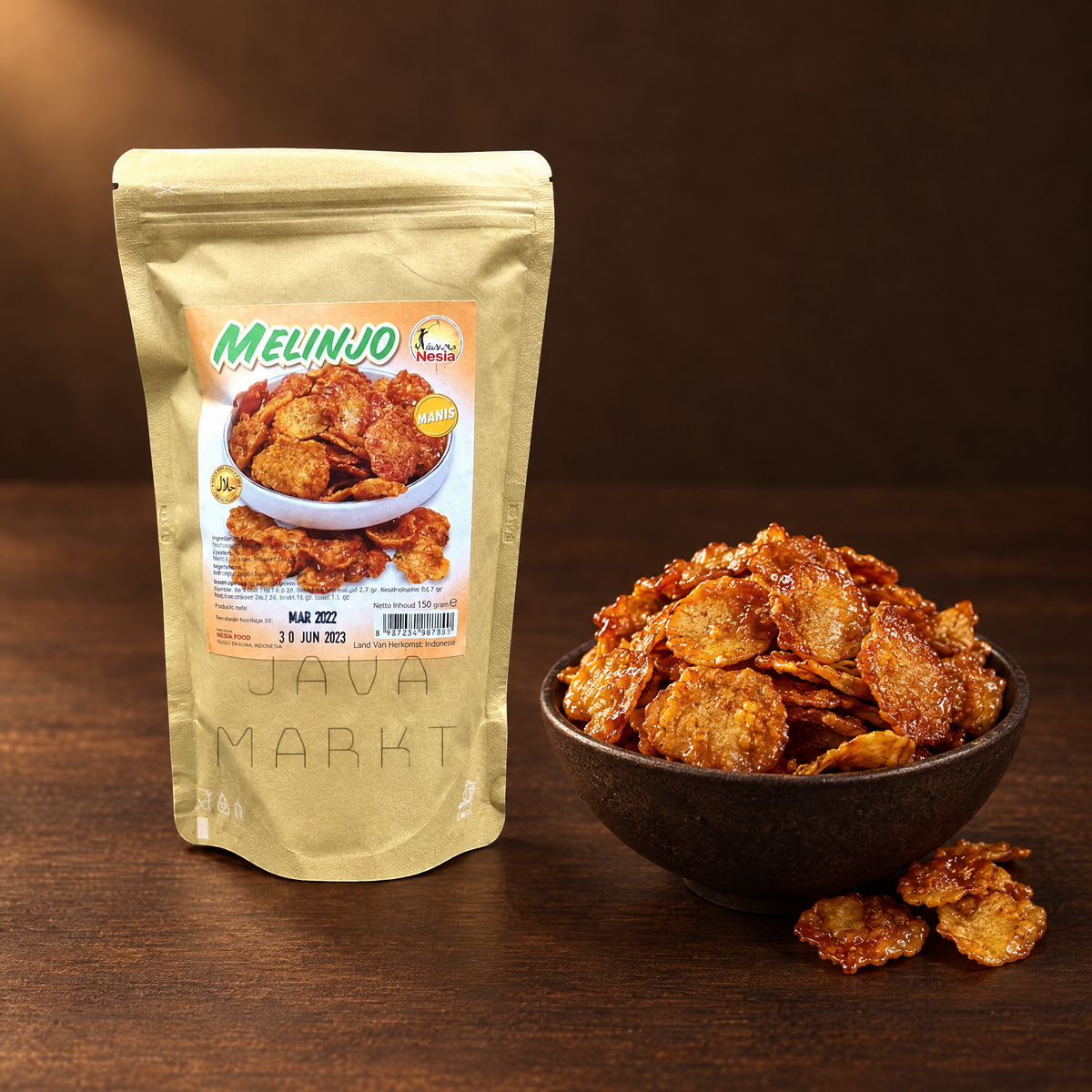 Keripik Melinjo Manis 100g – Packung mit süßen Melinjo-Chips