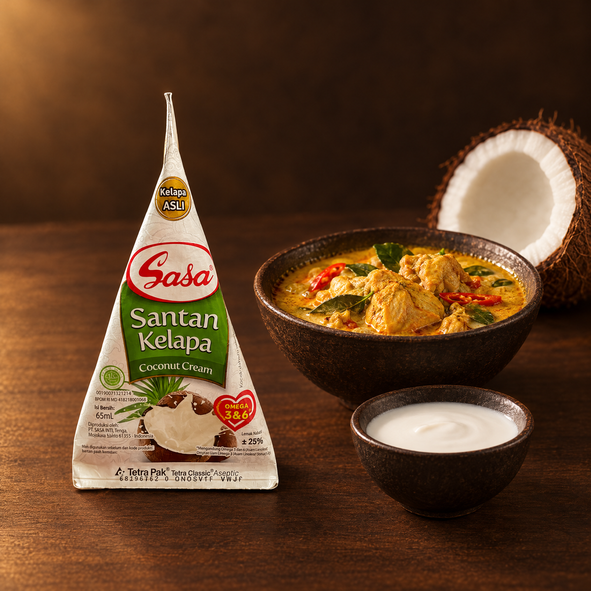 Sasa Santan Kelapa 65ml – Packung mit Kokosmilch und Curry