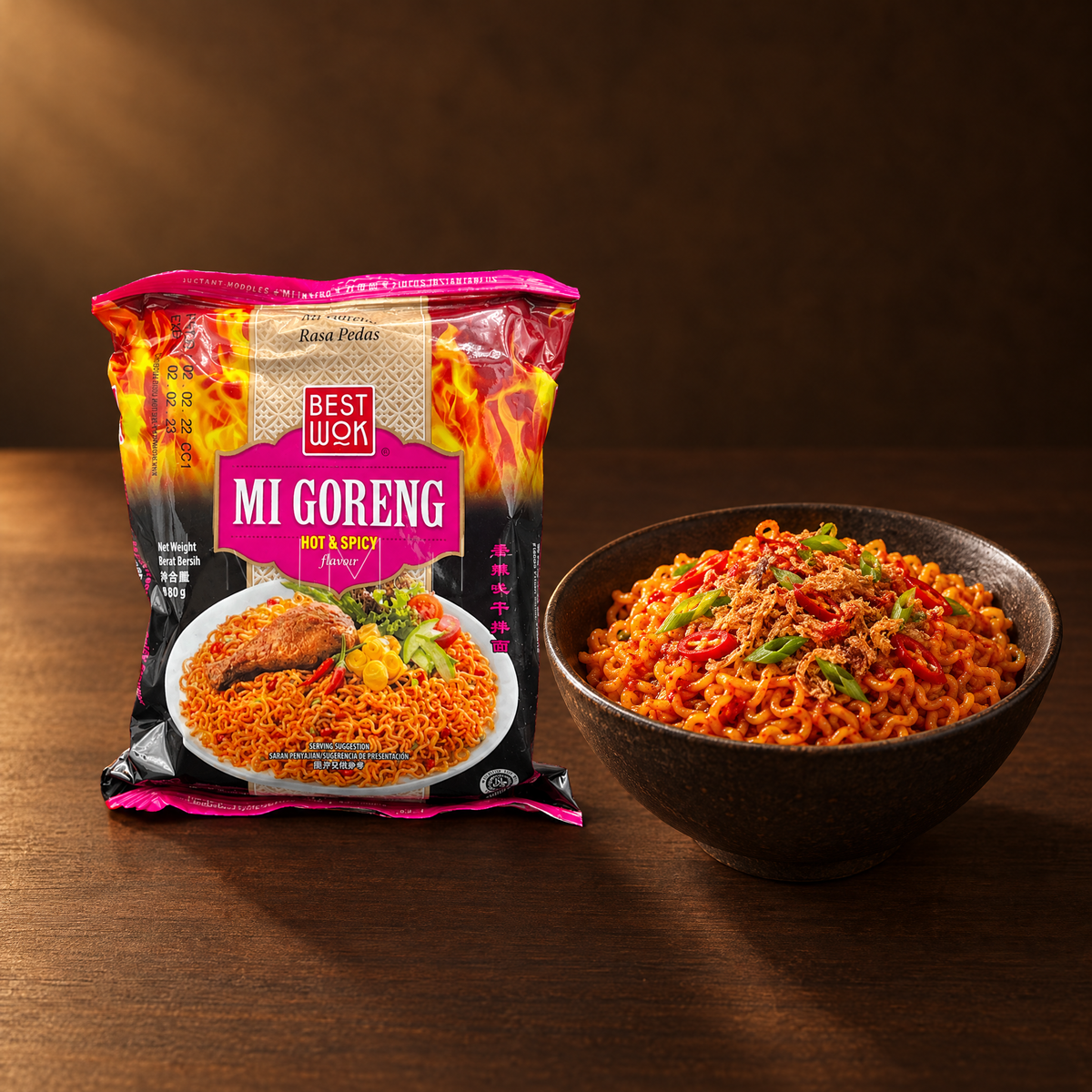 Best Wok Mie Goreng Hot & Spicy – Packung mit scharfen Nudeln