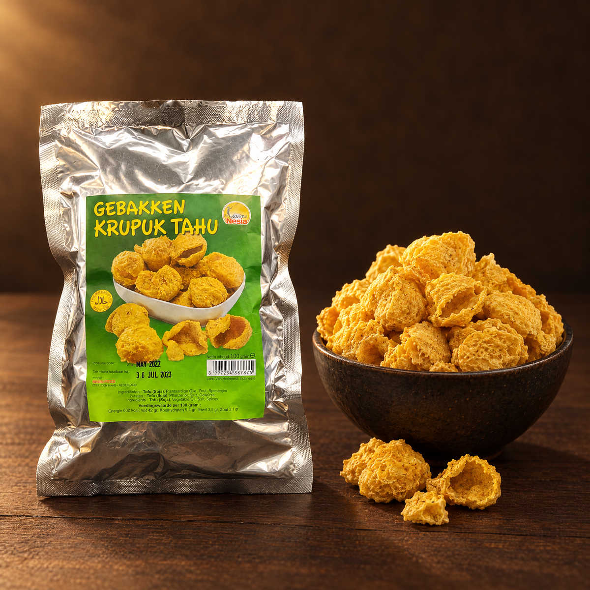 Kerupuk Tahu Goreng 100g – Packung mit Tofu-Crackern
