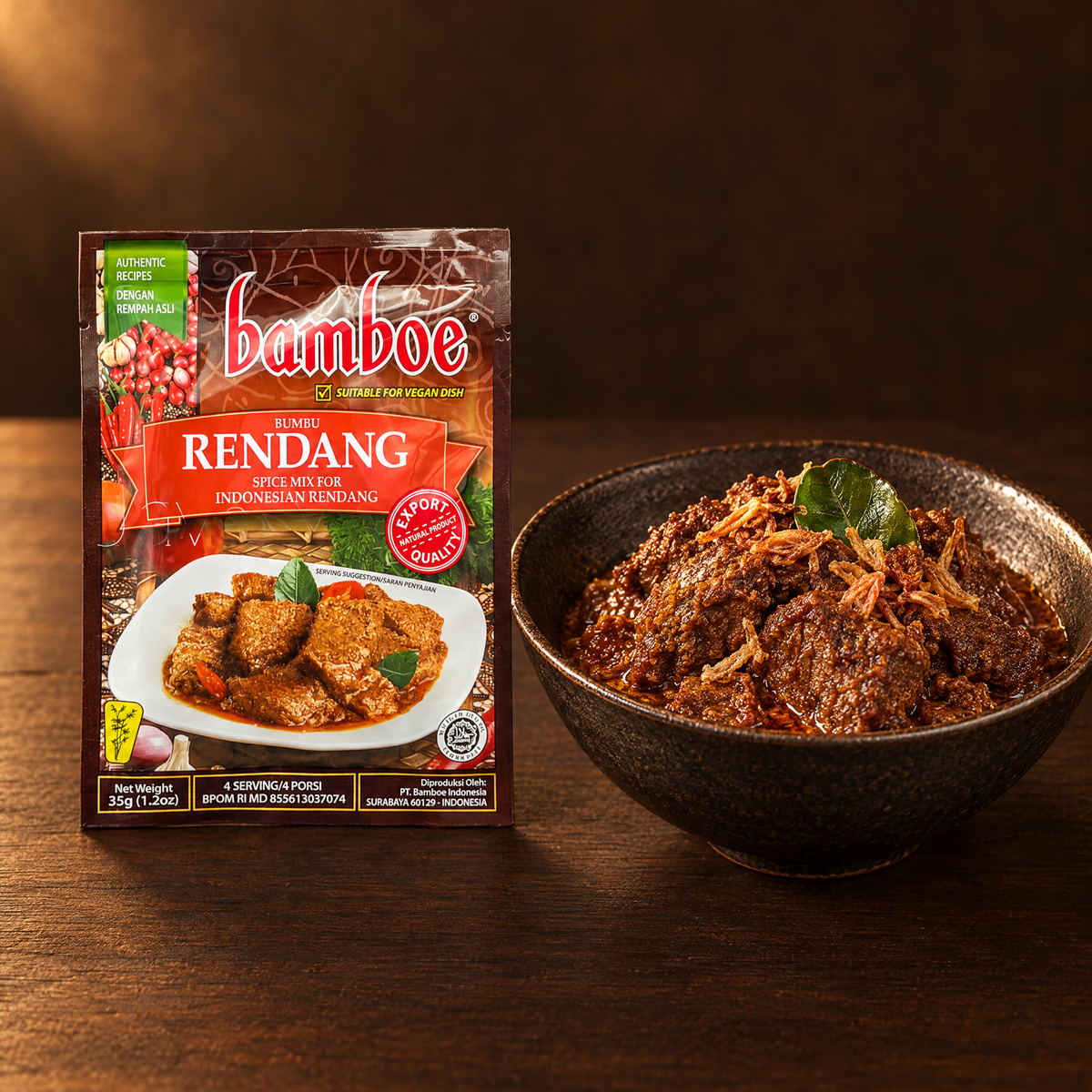 Bamboe Bumbu Rendang 35 g – Packung mit fertigem Rendang