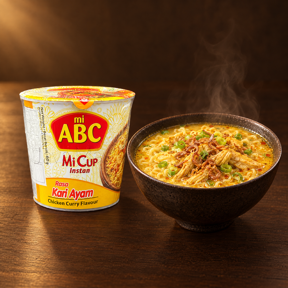 ABC Mi Cup Rasa Kari Ayam 60 g – Becher mit fertiger Currysuppe