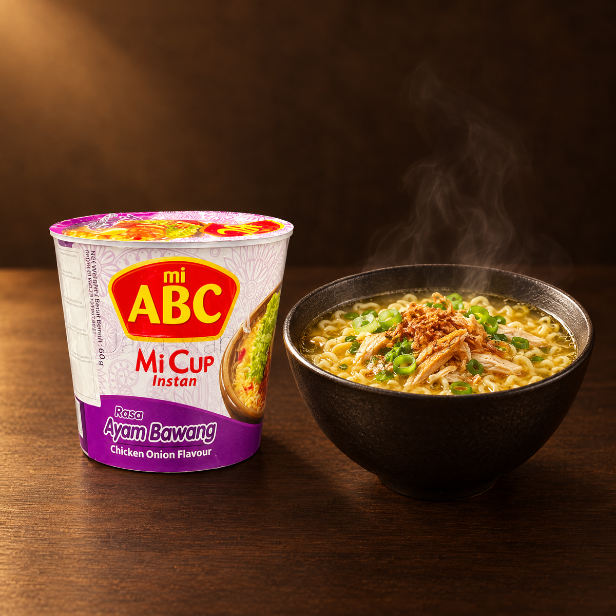 ABC Mi Cup Rasa Ayam Bawang 60 g – Becher mit fertiger Nudelsuppe