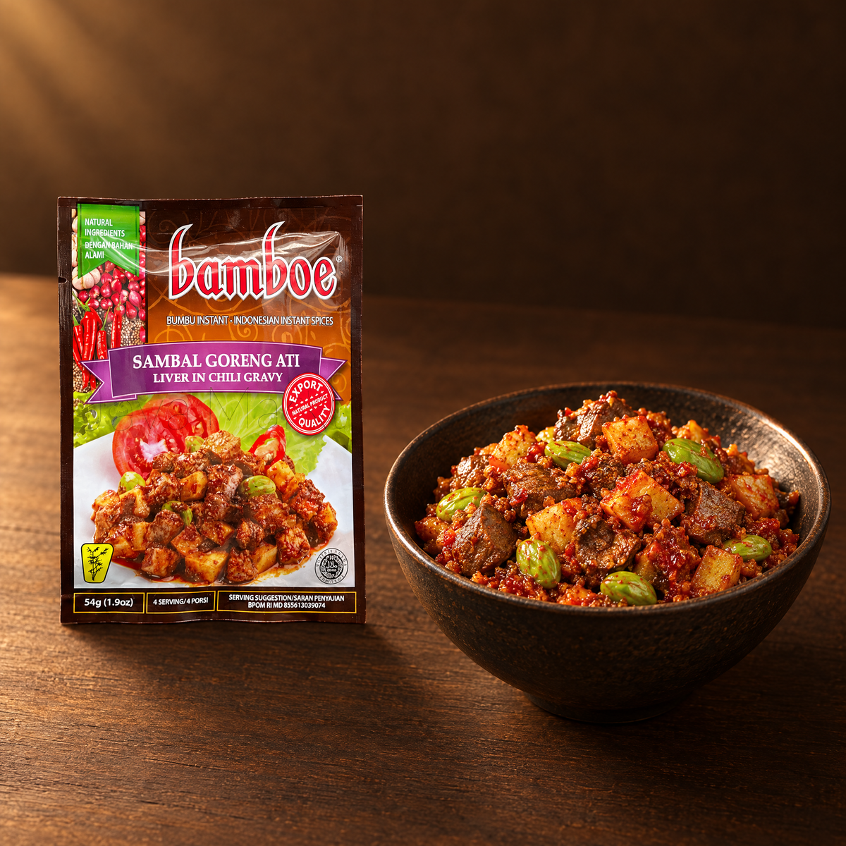 Bamboe Sambal Goreng Ati 54 g – Packung mit fertigem Gericht