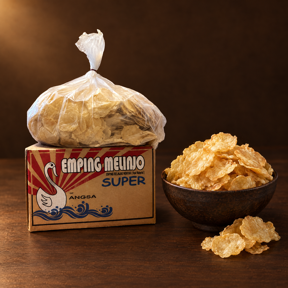Emping Melinjo Mentah 5 kg – Großpackung mit frittierten Emping