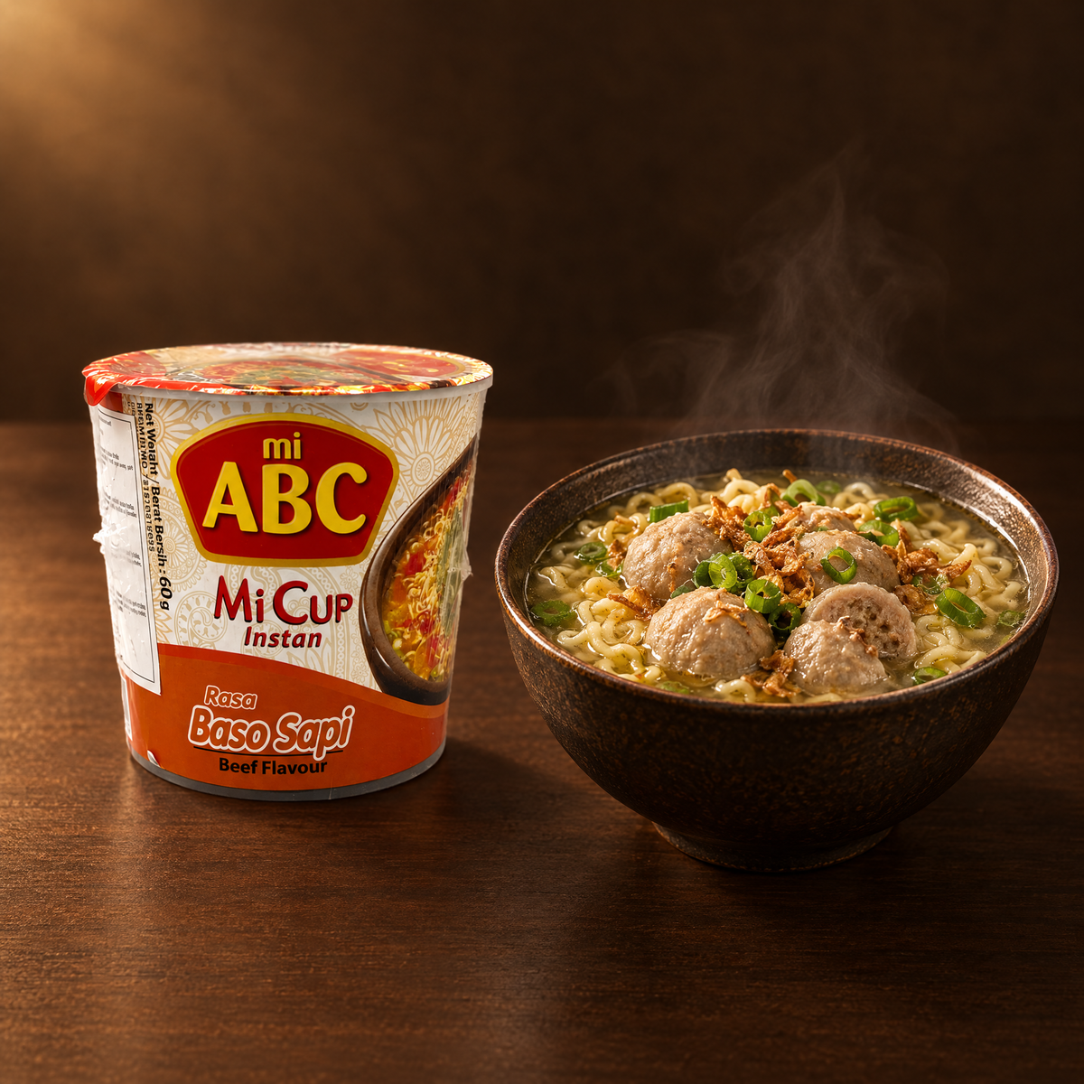 ABC Mi Cup Rasa Bakso Sapi 60 g – Becher mit Bakso-Suppe