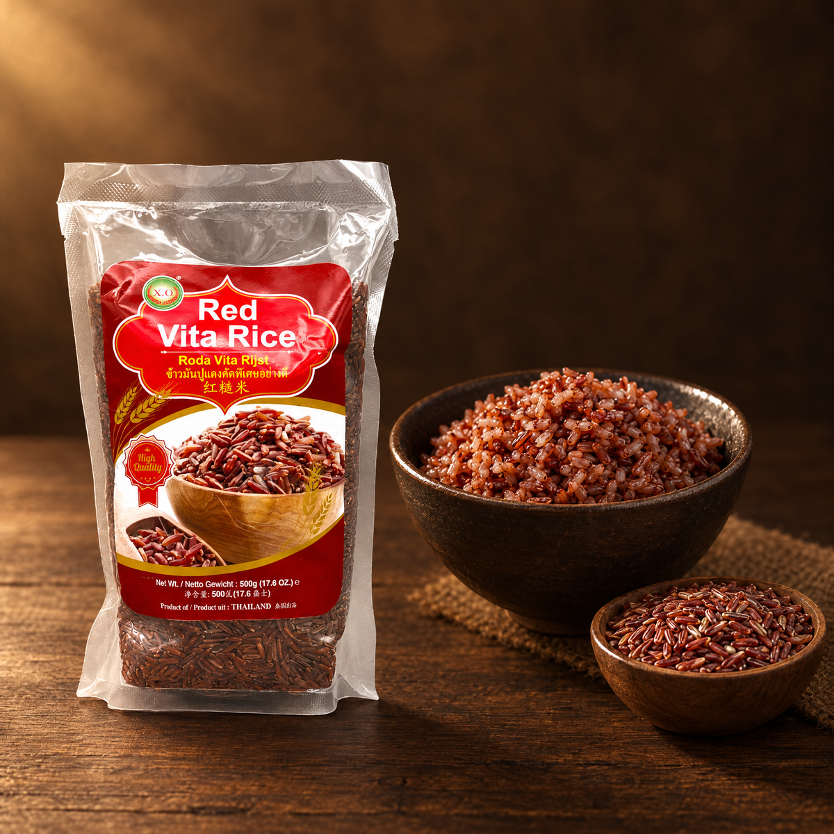 Beras Merah Vita X.O – Packung mit gekochtem Rotreis