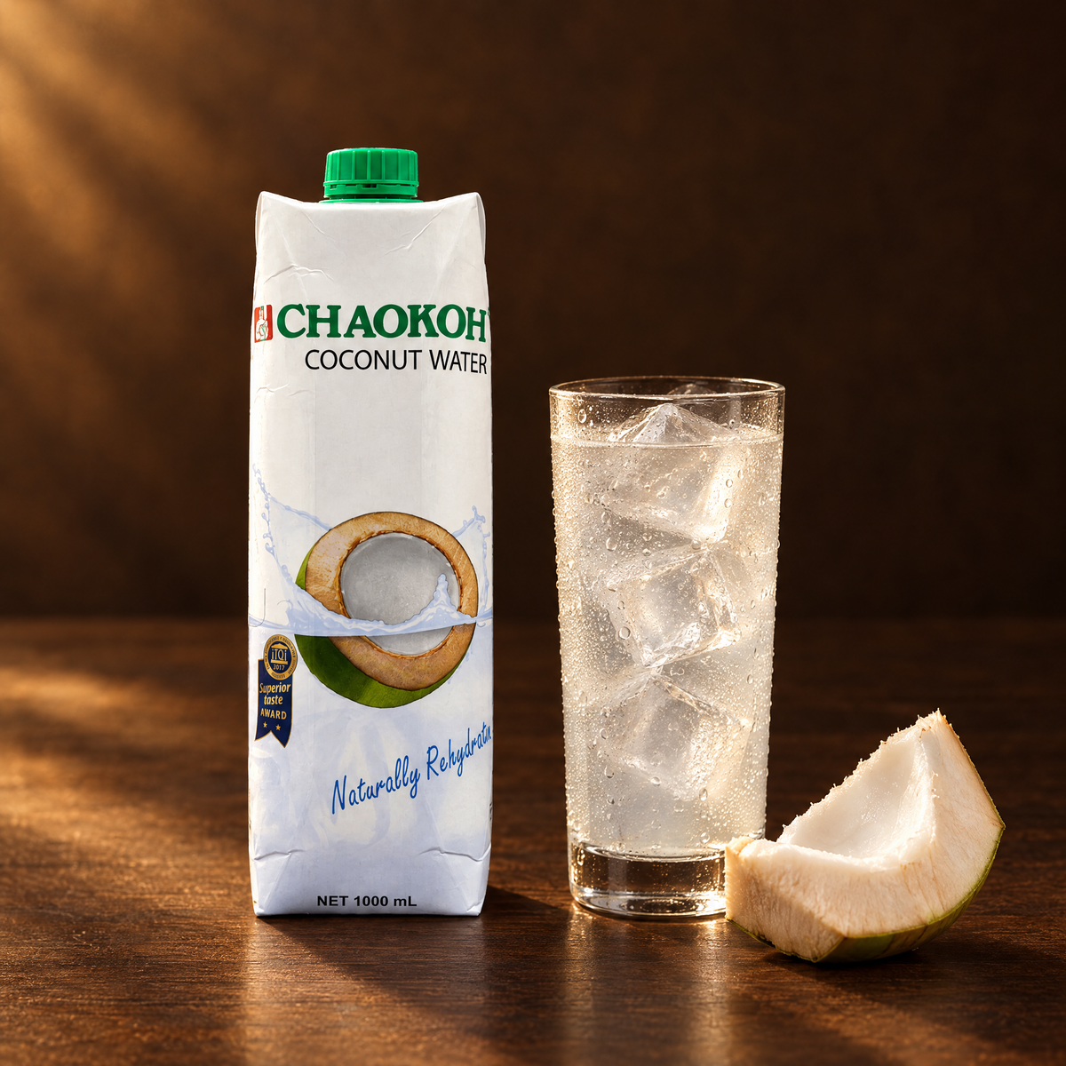 Chaokoh Air Kelapa 1 L – Packung mit Kokoswasser im Glas