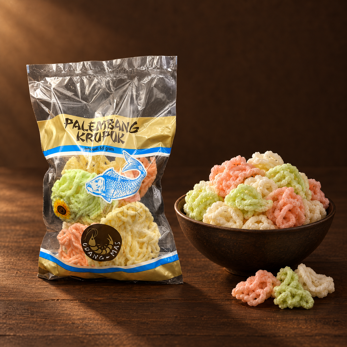 Udang Mas Kerupuk Palembang Warna – Packung mit bunten Crackern