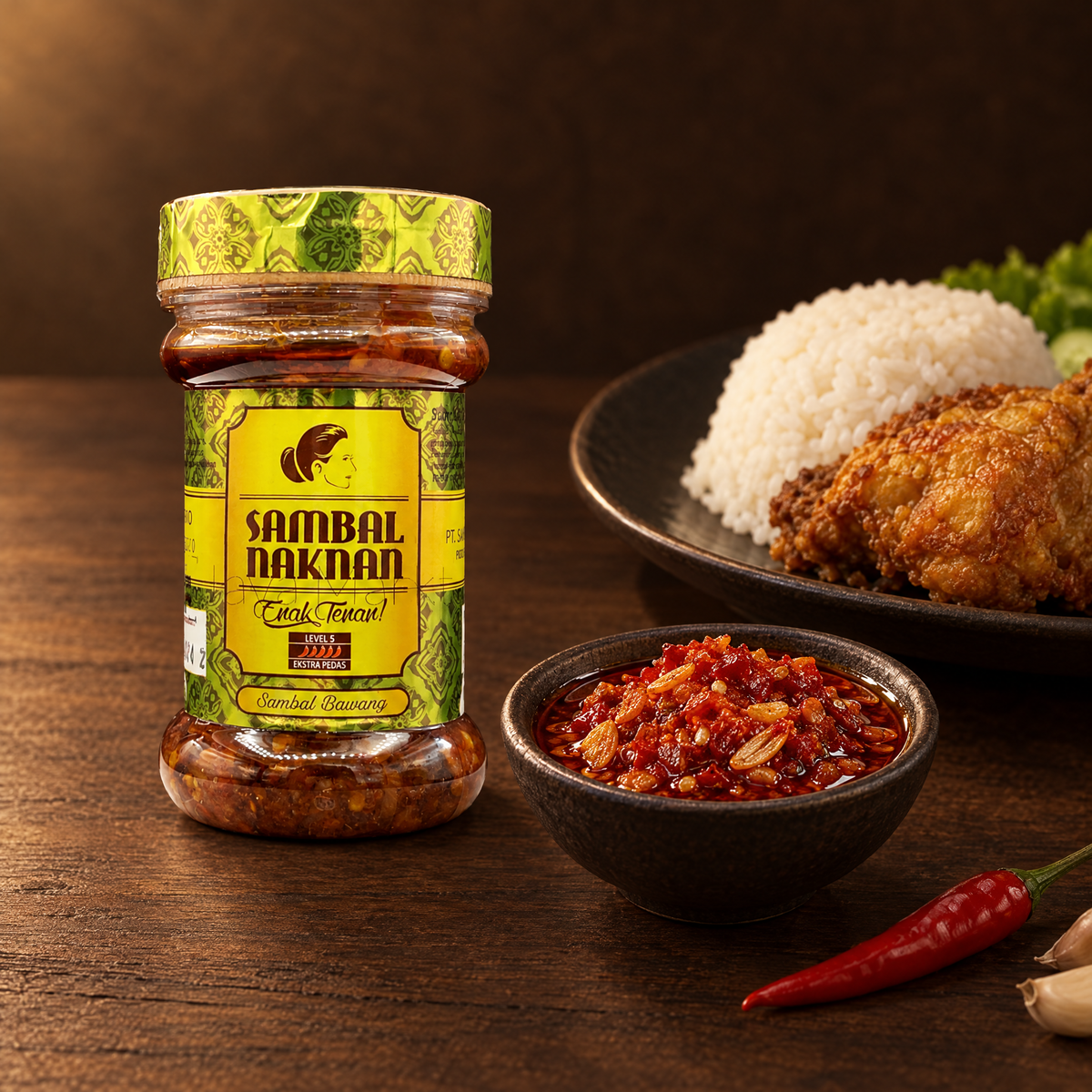 Sambal NAKNAN Sambal Bawang Level 5 – Glas mit scharfem Sambal