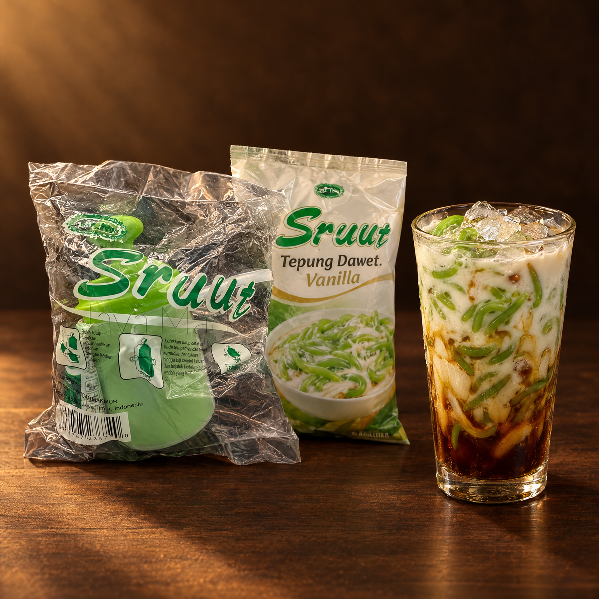 Cetakan Cendol + Sruut Tepung Dawet Set – Set mit fertigem Es Cendol