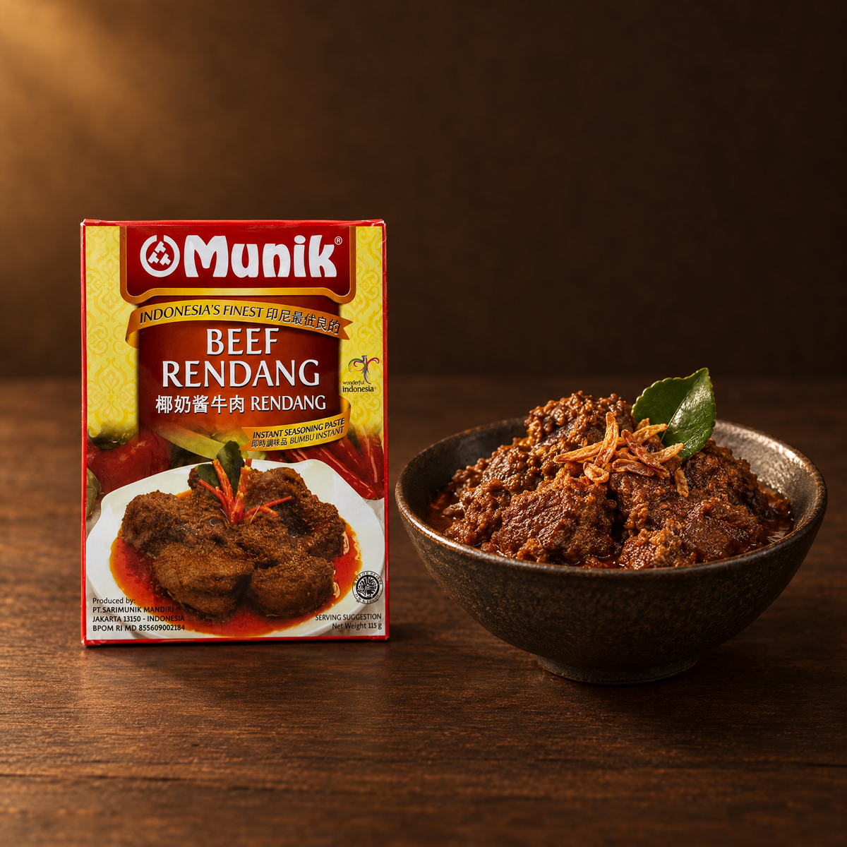 Munik Bumbu Rendang 115g – Packung mit fertigem Rendang