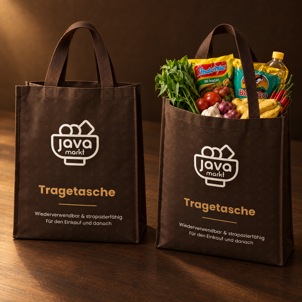 Tragetasche – Einkaufstasche gefüllt mit Produkten
