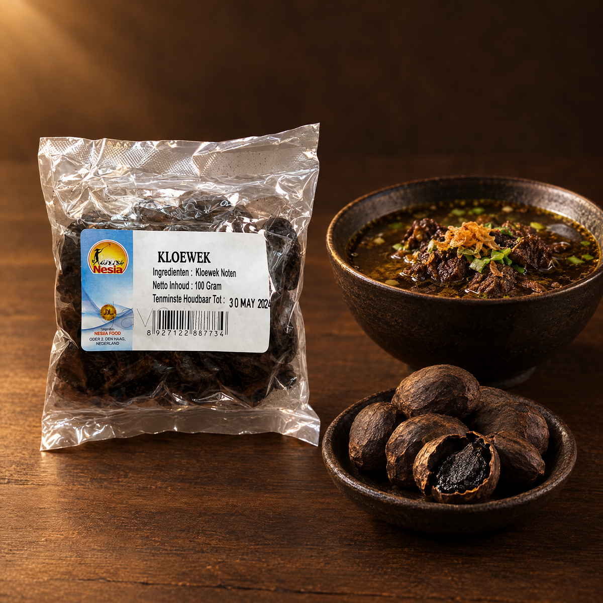Kluwek 100g – Packung mit Kluwek-Nüssen und Rawon