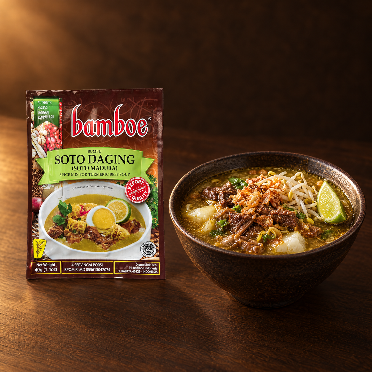 Bamboe Bumbu Soto Daging Khas Madura 40 g – Packung mit Soto Madura