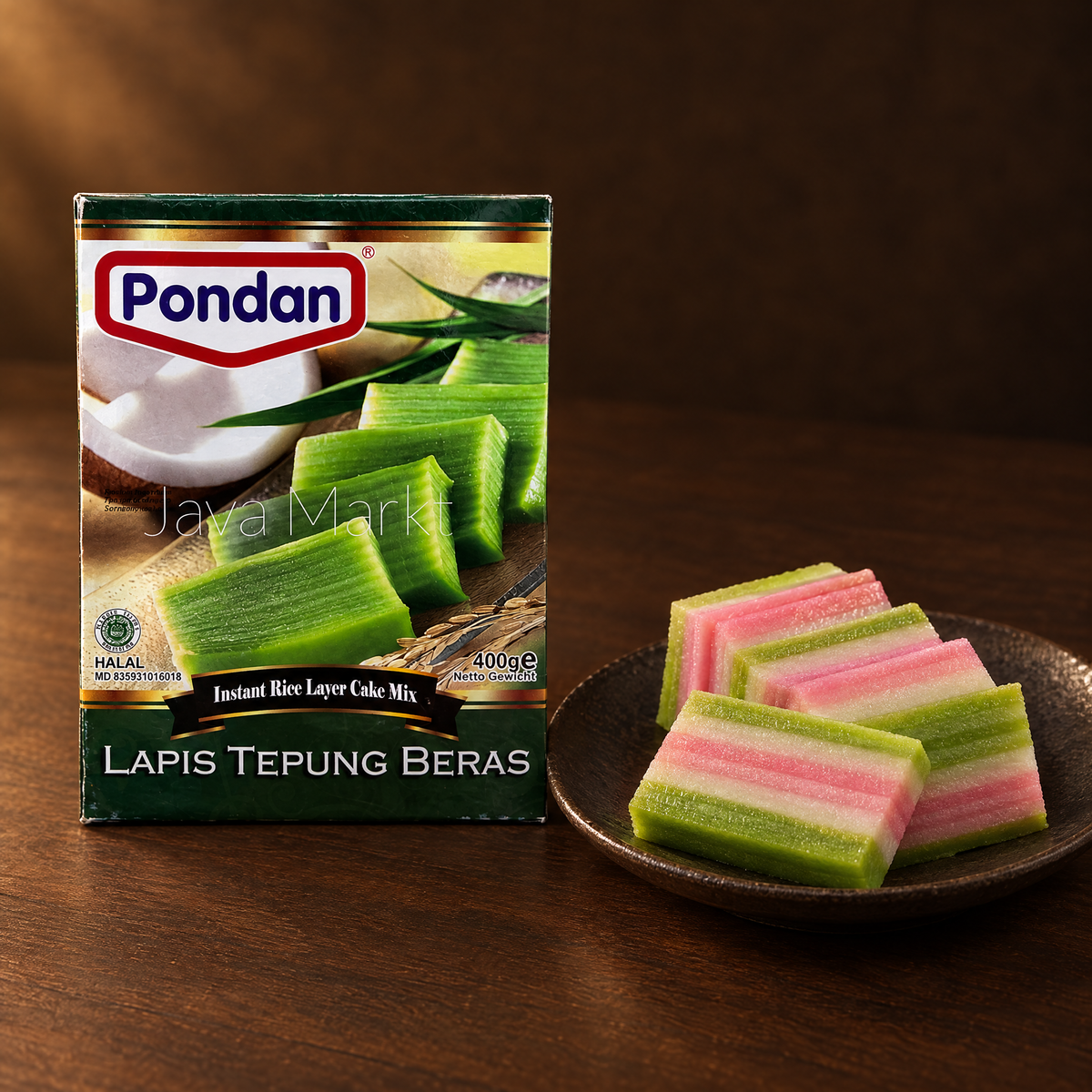 Pondan Lapis Tepung Beras Backmischung 400g – Packung mit Kue Lapis
