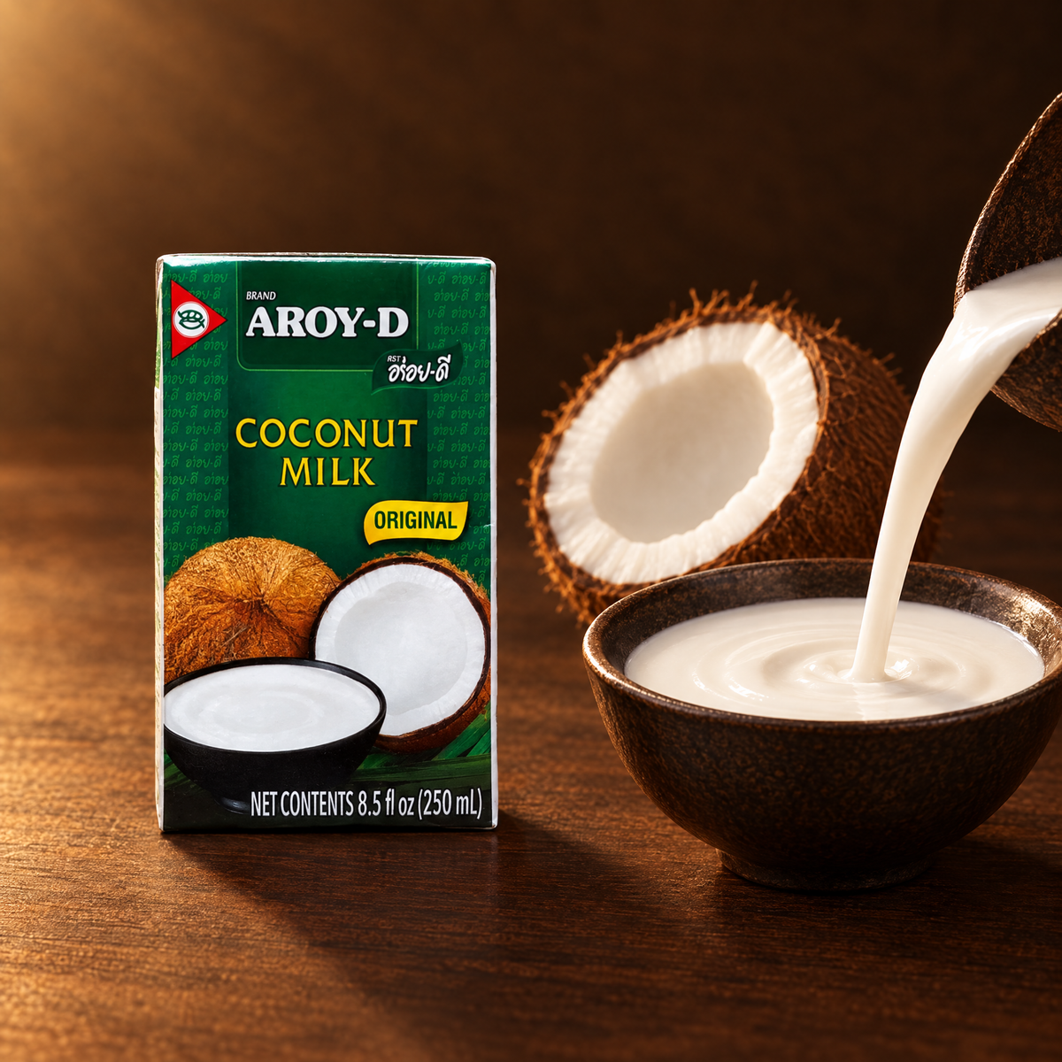 Aroy-D Coconut Milk 250 ml – Packung mit Kokosmilch