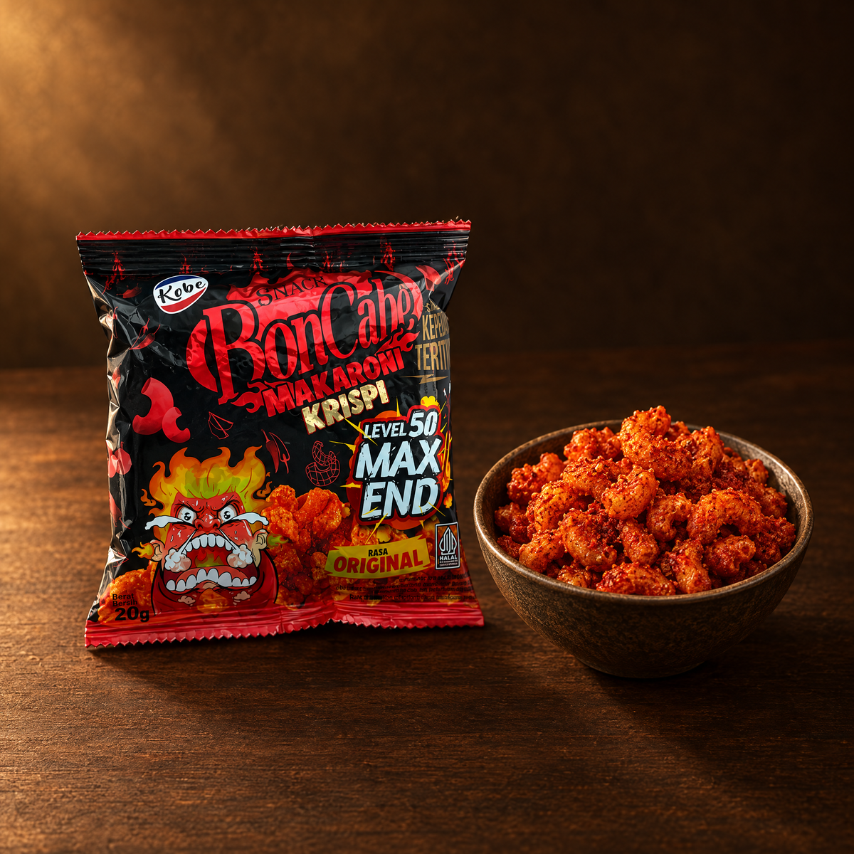 BonCabe Makaroni Krispi Level 50 – Packung mit knusprigem Makkaroni-Snack