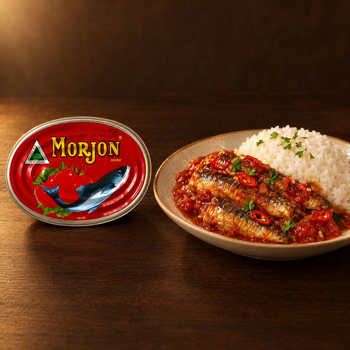 Morjon Sarden in Tomatensauce 215 g – Dose mit angerichteten Sardinen