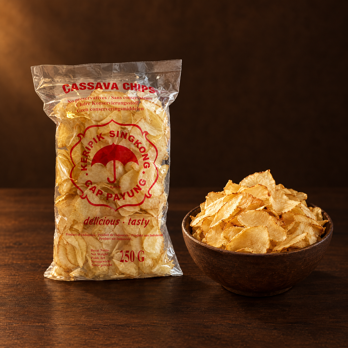 Mirasa Keripik Singkong Original 250 g – Packung mit Maniok-Chips