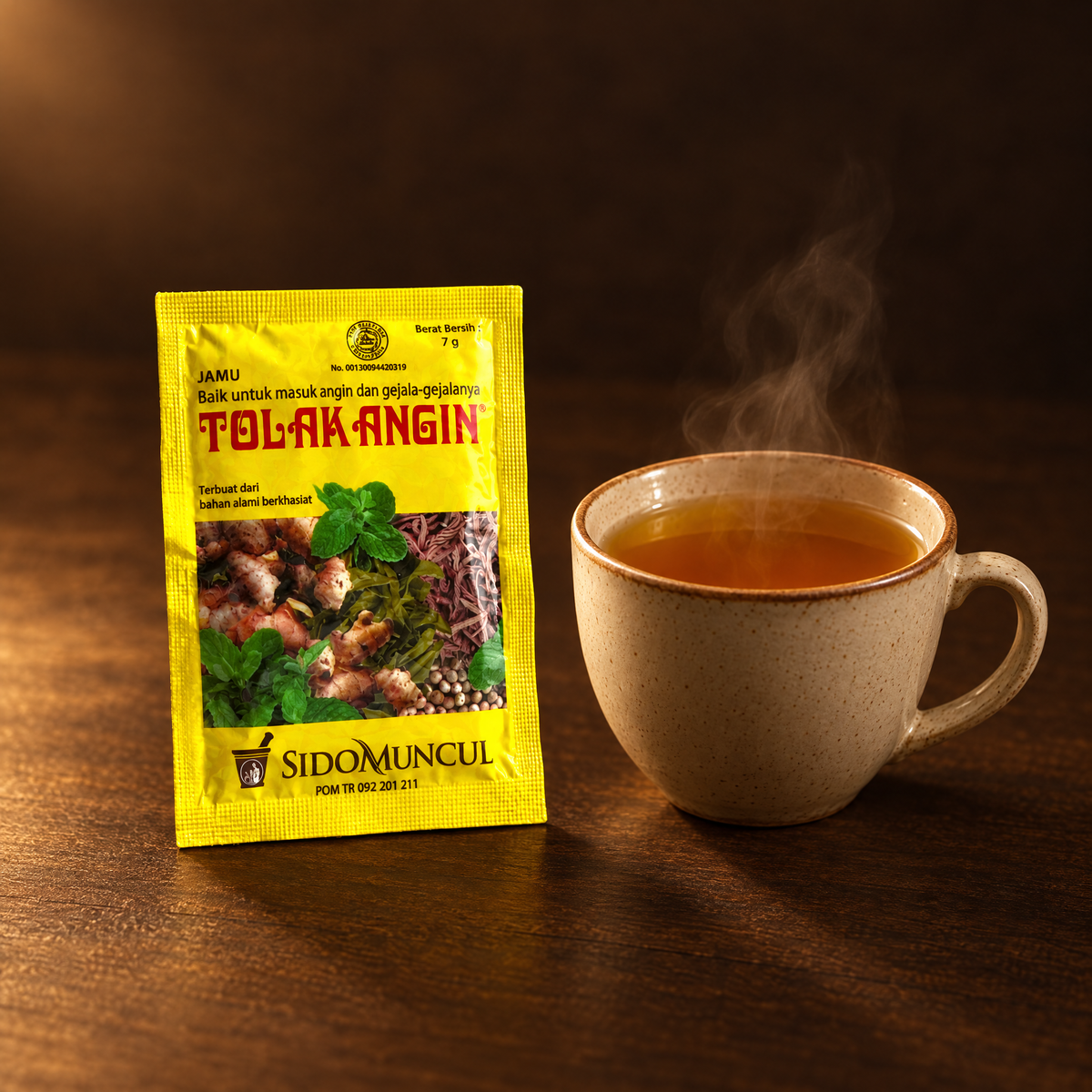 Sidomuncul Tolak Angin Powder 35 g – Packung mit zubereitetem Kräutergetränk