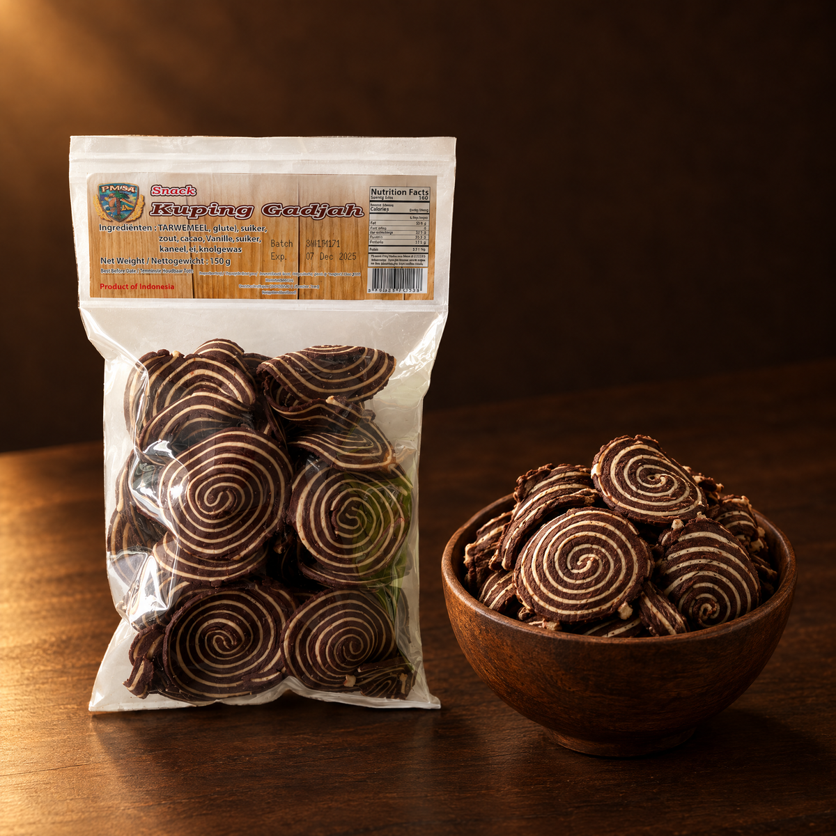 Kuping Gajah Snack 150 g – Packung mit Spiralgebäck